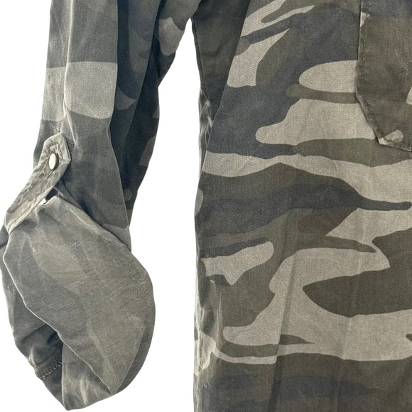Express Camo Boyfriend Shirt Roll Tab Sleeve Utility Military Chic Pockets Small - Picture 4 of 9